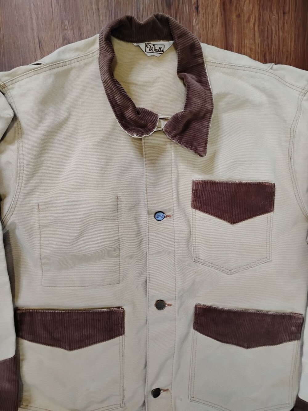 Vintage Walls Corduroy Trim Canvas Workwear Coat Barn Chore